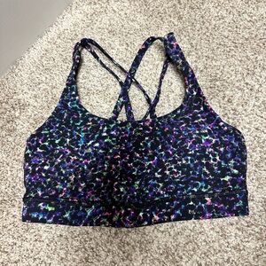 lululemon black and multicolor energy sports bra